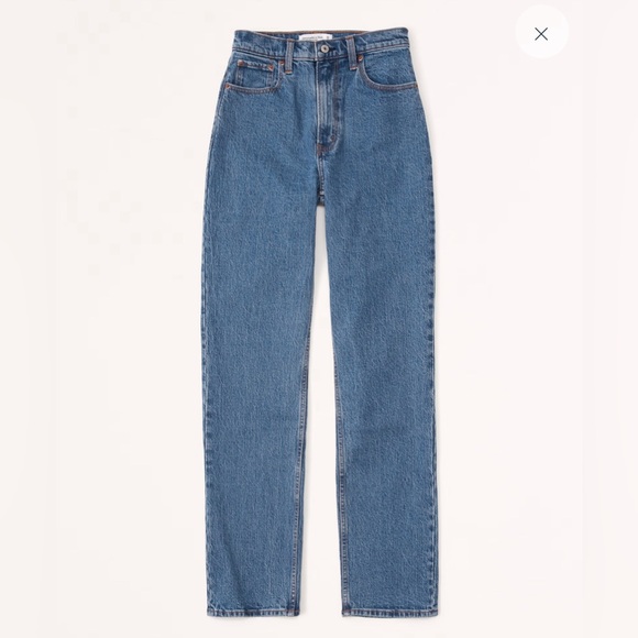 Abercrombie 90s ULTRA HIGH RISE STRAIGHT JEAN | Size 26 X-SHORT 🩵 Medium Wash - Picture 1 of 5